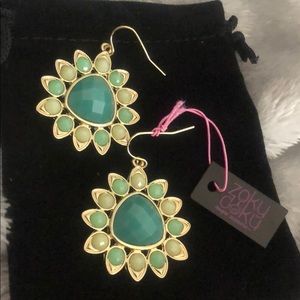 Mint & Emerald Modern Flower Earring,NWT
